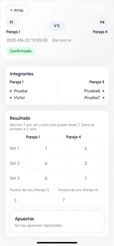 Screenshot 1 of the PadelDraft app