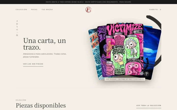 Desktop screenshot of the Foris Cards website