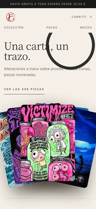 Mobile screenshot of the Foris Cards online shop