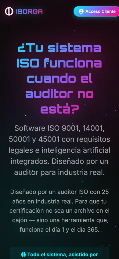 Captura de móvil de la web de Isorga