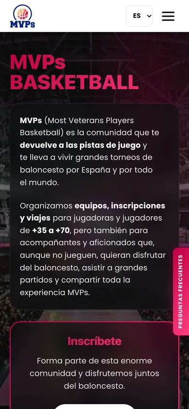 Captura de móvil de la web de MVPs Basketball